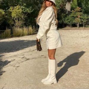Zara chunky cream boots
